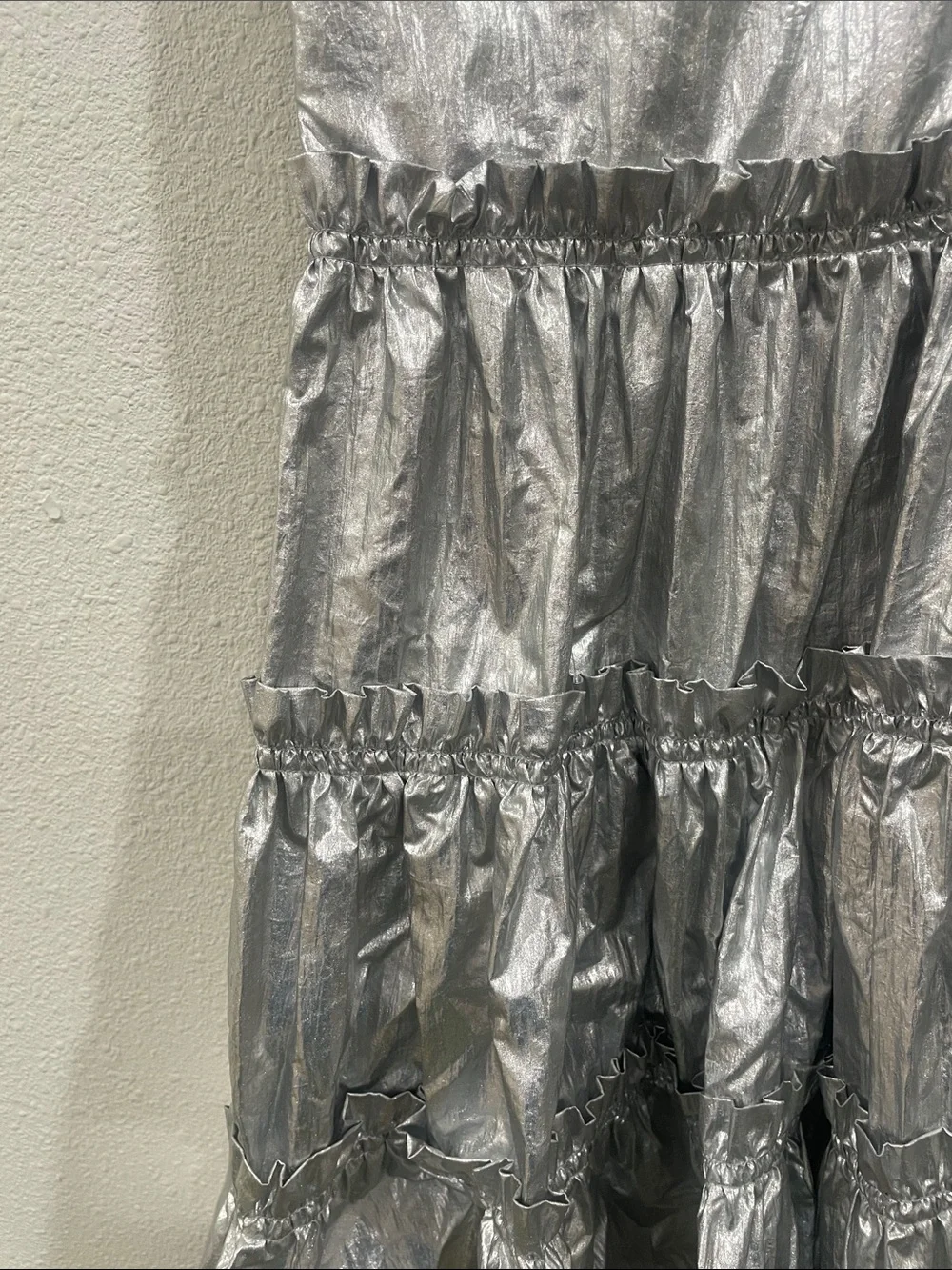 Teddy Fresh Metallic Silver Tiered Mini Dress Halloween Costume Party Size Small